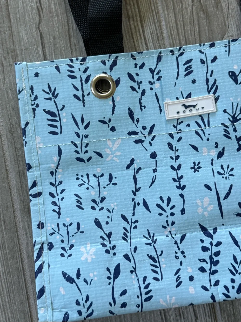 Scout Light Blue Floral gift Bag with Black Straps